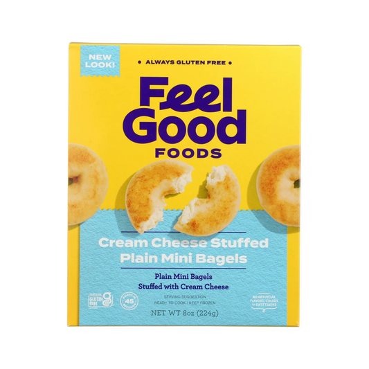 Feel Good Foods Cream Cheese Stuffed Plain Mini Bagels Cream Cheese 8oz