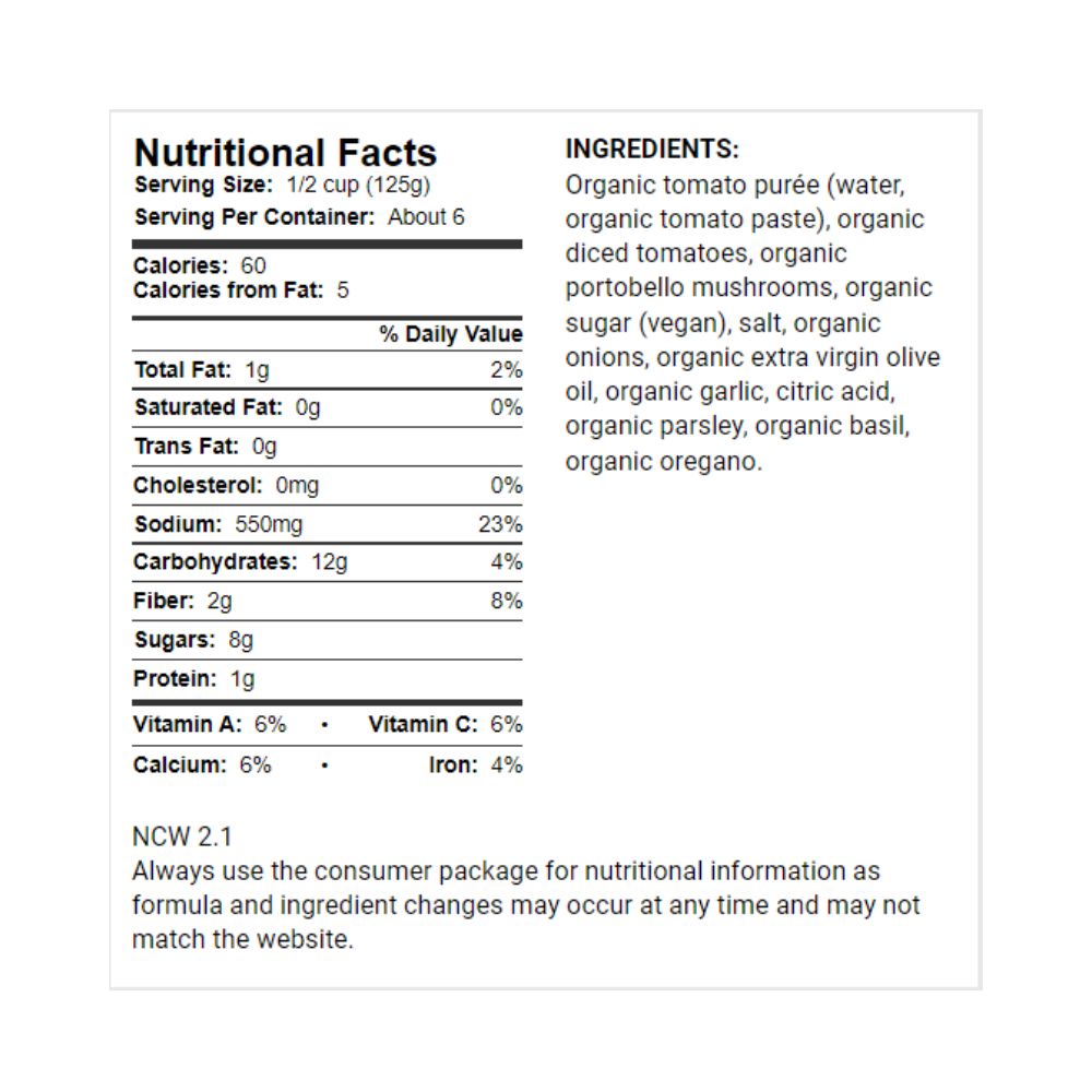 FIELDY ORGANIC PORTOBELLO MUSHROOM SAUCE