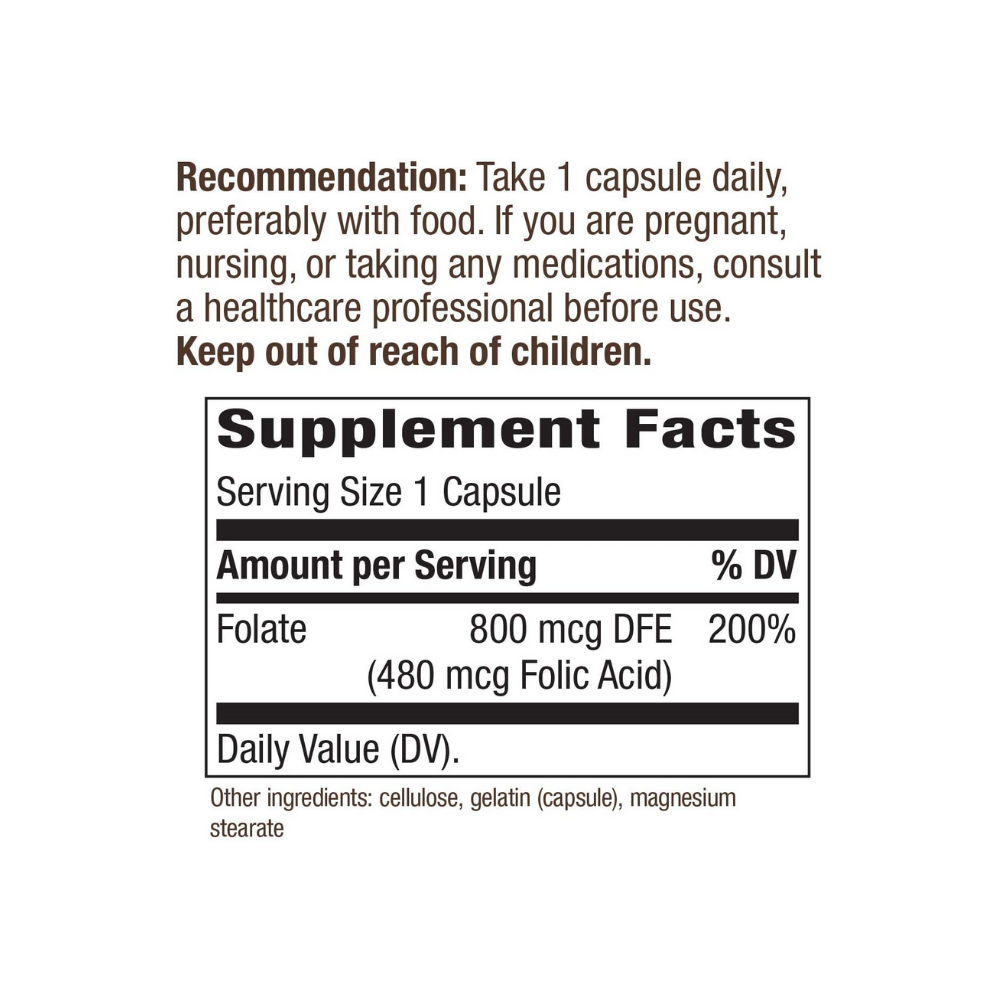 Nature's Way Folic Acid 800mcg 100c